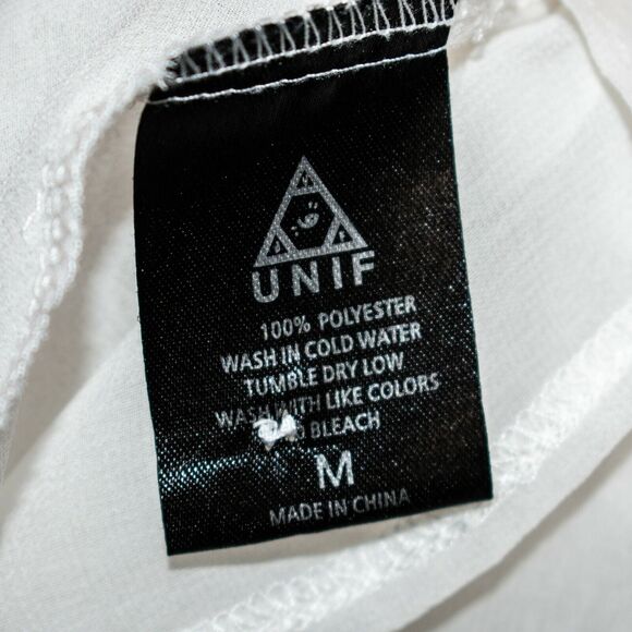 UNIF cut out Cold Shoulder Back Sheer Blouse White Size Medium - Picture 7 of 11